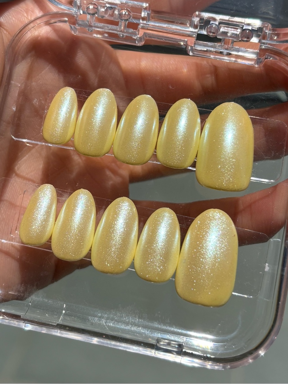 Pearlescent Yellow Press-On Nails - Women Makeup